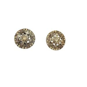Avon Medallion Silvertone Filigree Earrings NIB 2005 vintage